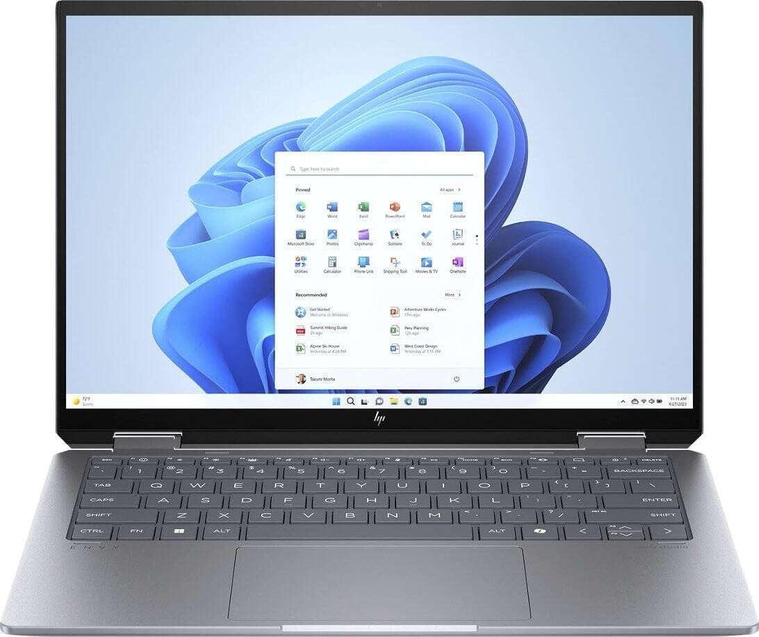 HP Envy x360 14-fc0023dx 2-in-1 Laptop, 14" WUXGA IPS Touch Display, Intel Core Ultra 7 155U, 16GB DDR5 RAM, 1 TB SSD, Intel Graphics, Backlit